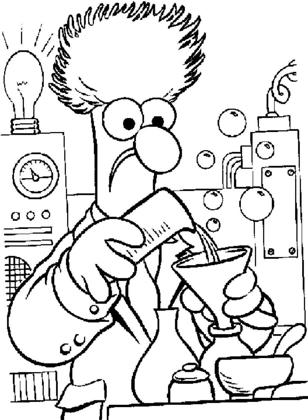 cartoon chemistry coloring page for students and teachers