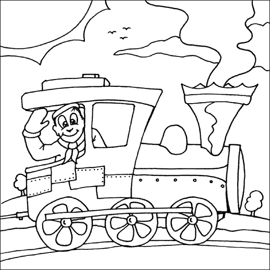fun machinist operating steam train coloring page - Coloring Pages