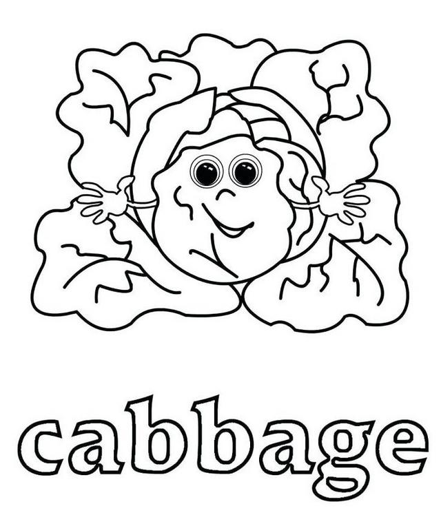 vegetable cabbage with face coloring food with face coloring sheet online
