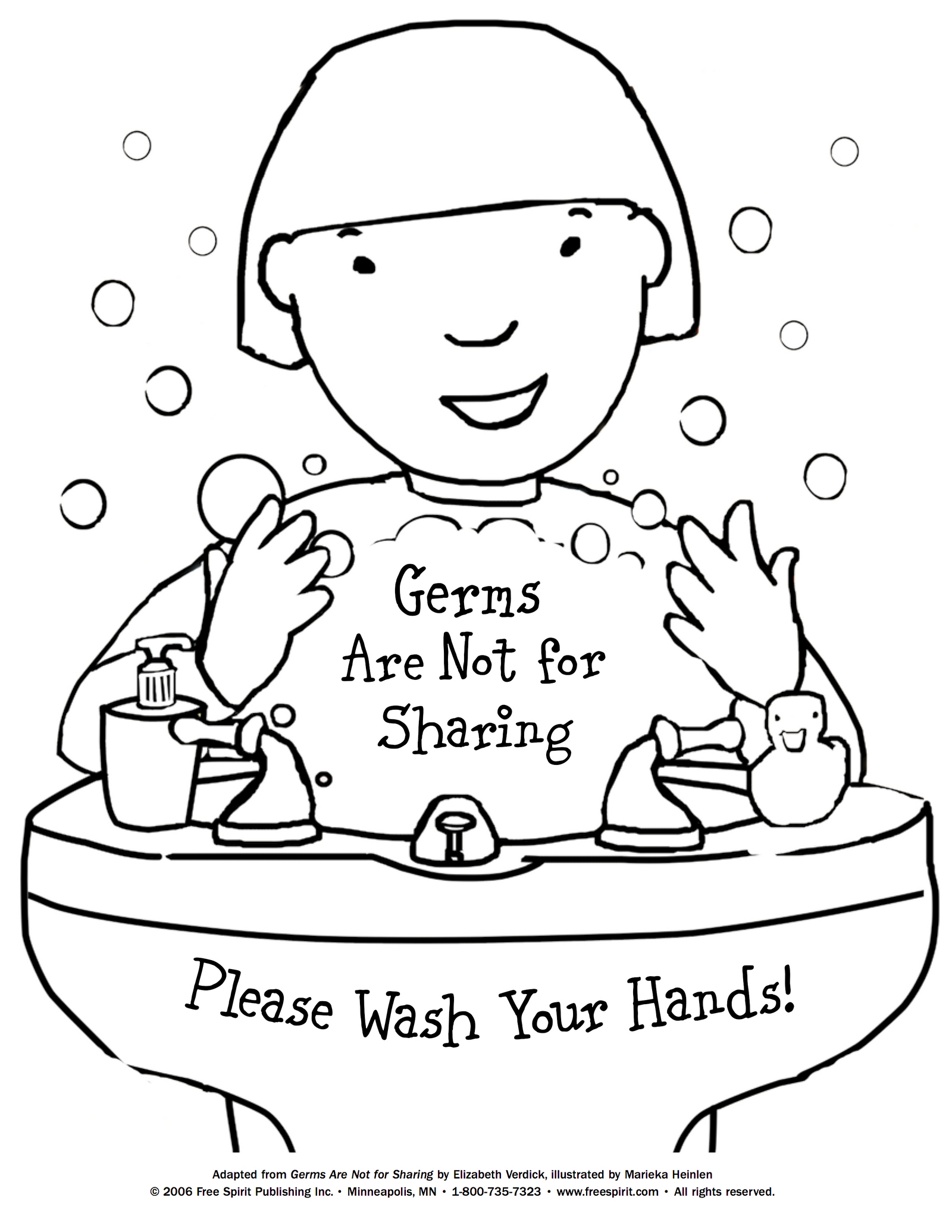 wash your hands signs coloring picture