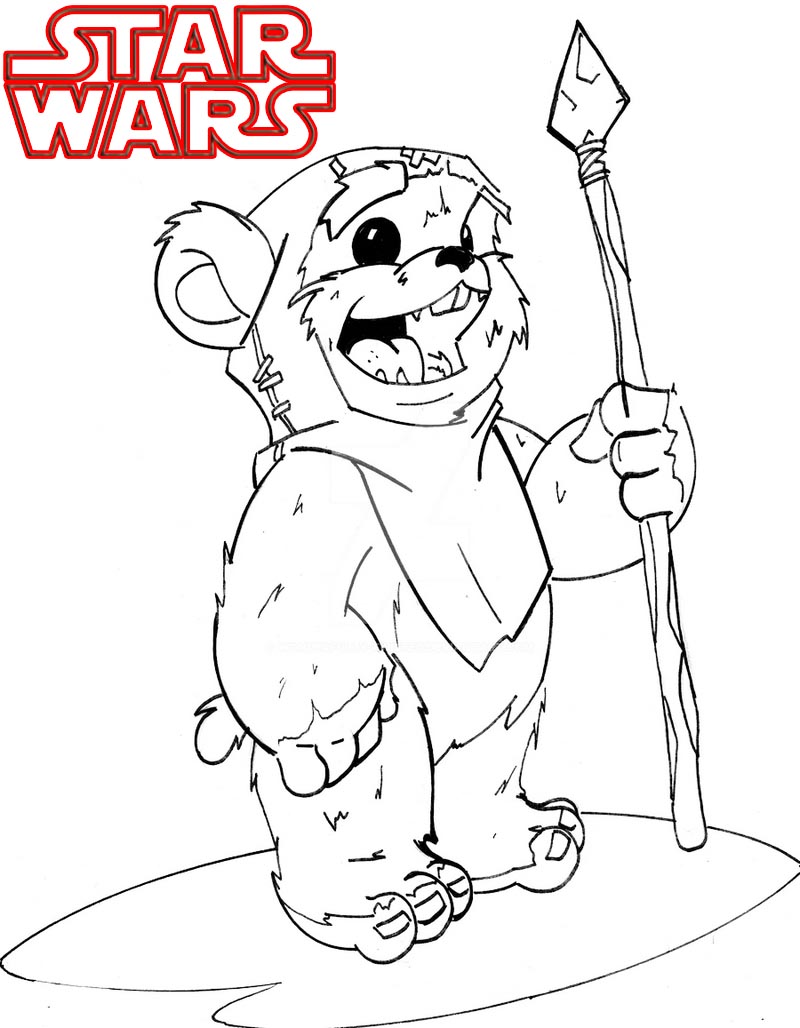 Ewok Wicket Star Wars Coloring Page