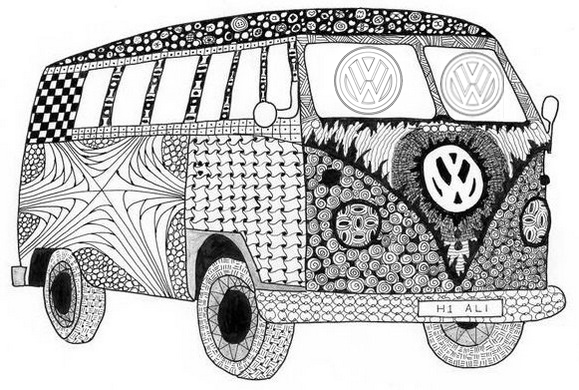 mandala volkswagen vw coloring page for adults