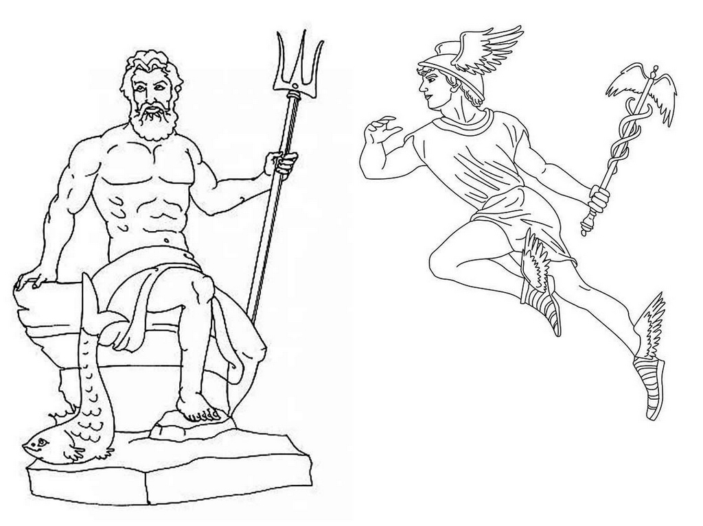neptune and hermes coloring page