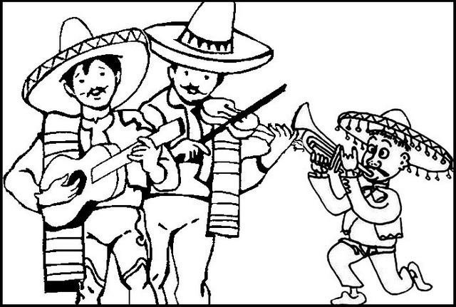 Mexican Mariachi Band Coloring Page