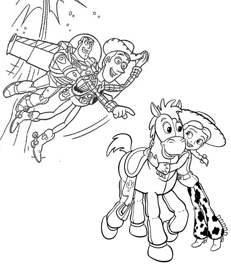 Printable Toy Story Jessie Woody and Buzz Coloring Pages