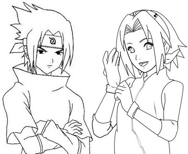 Naruto and sakura haruno coloring page