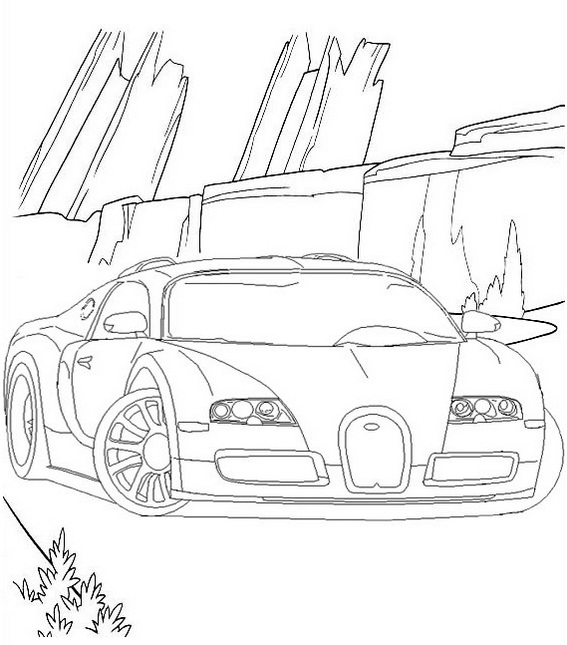 draw bugatti veyron cars coloring page to print