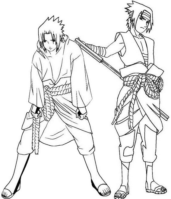 sasuke uchiha in action coloring page