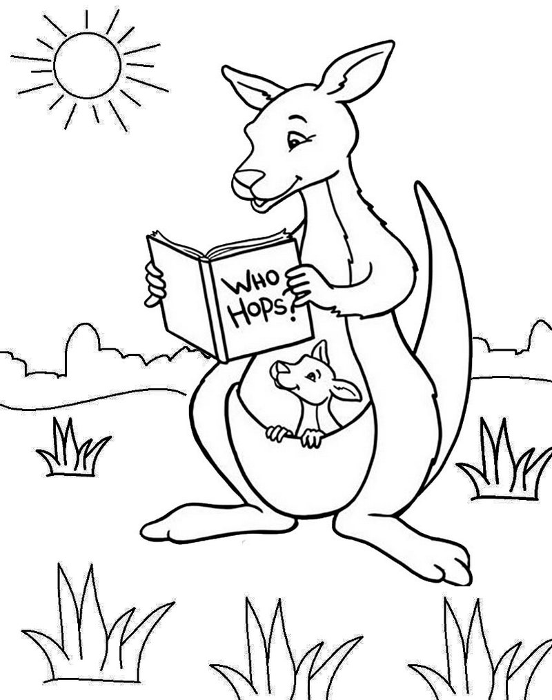 Cute Kangaroo Cartoon Coloring Pages