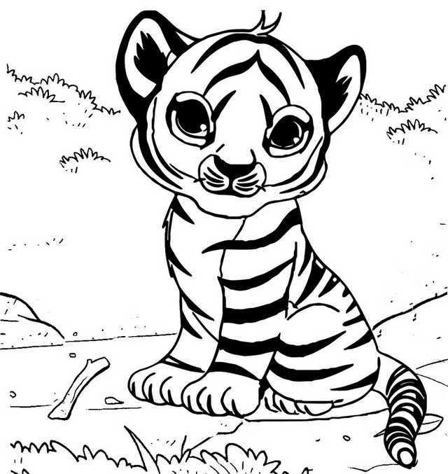 cute baby tiger coloring page