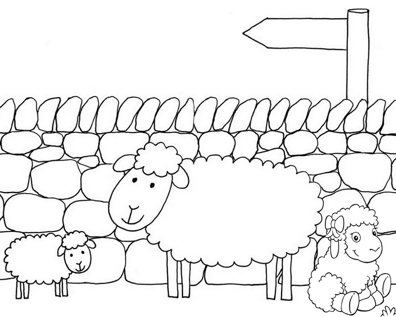 family sheep cartoon coloring page
