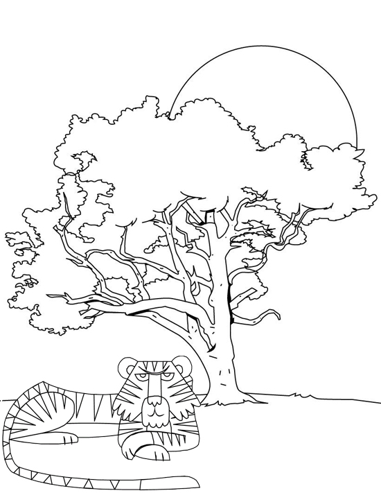 fun tiger coloring page for children
