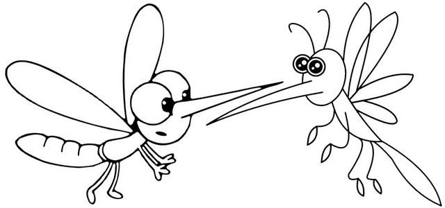 cute mosquito drawing page clipart