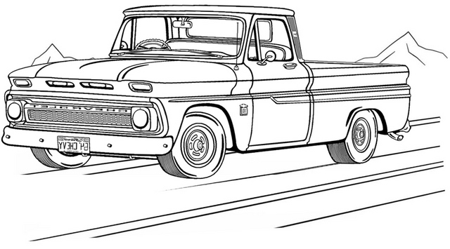 Unique Old Chevy Truck Coloring Page