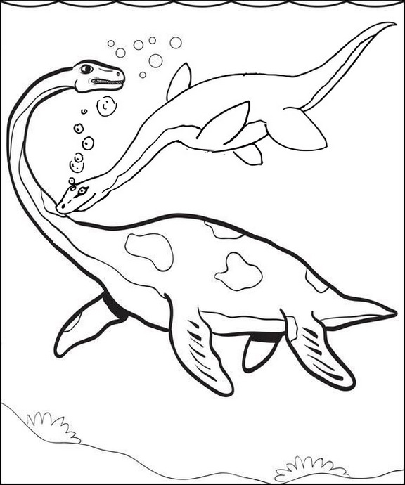 Plesiosaurus coloring page of marine reptile of the Jurassic period