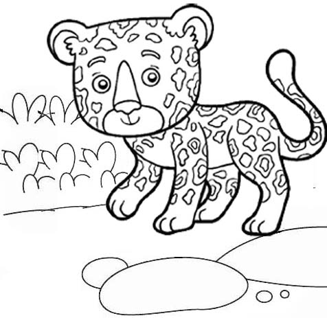 Fun and Cute Baby Jaguar Coloring Page